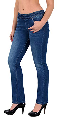 ESRA Damen Jeans Hose Straight Fit Jeanshose mit Gummibund bis große Größen Übergrösse J500 von ESRA