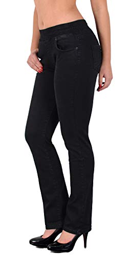 ESRA Damen Jeans Hose Straight Fit Jeanshose mit Gummibund bis große Größen Übergrösse J500 von ESRA