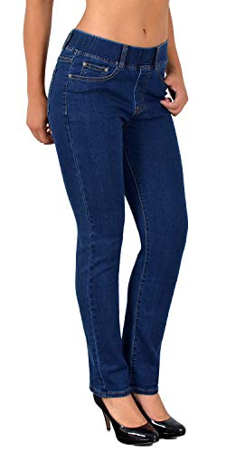 ESRA Damen Jeans Hose Straight Fit Jeanshose mit Gummibund bis große Größen Übergrösse J500 von ESRA