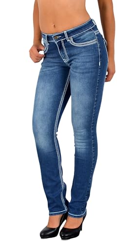 ESRA Damen Jeans Jeanshose Damen Hose Straight Leg Dicke Naht Jeanshosen Damenjeans bis große Größen J755 von ESRA