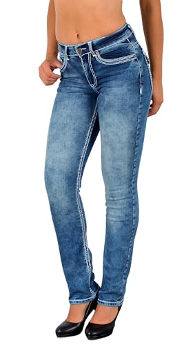 ESRA Damen Jeans Jeanshose Damen Hose Straight Leg Dicke Naht Jeanshosen Damenjeans bis große Größen J755 von ESRA