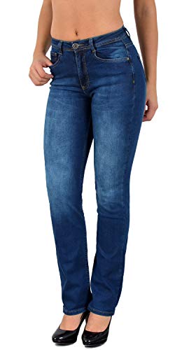 ESRA Damen Straight Fit Jeans Hose Damen Jeanshose gerader Schnitt bis Übergröße G700 von ESRA