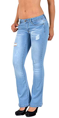 ESRA Bootcut Jeans Damen Stretch Schlaghose Hüftjeans Low Waist Wide Leg Flared Jeanshose Bis Übergröße B300 von ESRA