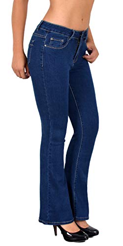 ESRA Bootcut Jeans Damen Bootcut Jeanshose Bootcut Hose Hüftjeans Schlaghose Damen Jeans Damen Low Waist Wide Leg Jeans Damen Weite Jeans Hose Damen Schlagjeans bis Übergröße B500 von ESRA