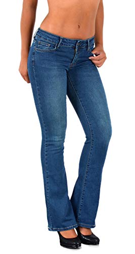 ESRA Damen Jeans Jeanshose Bootcut Hose Hüftjeans Damen Schlaghose bis Übergröße B500 von ESRA