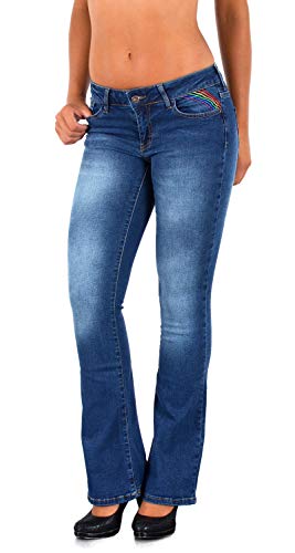 ESRA Bootcut Jeans Damen Bootcut Jeanshose Bootcut Hose Hüftjeans Schlaghose Damen Jeans Damen Low Waist Wide Leg Jeans Damen Weite Jeans Hose Damen Schlagjeans bis Übergröße B500 von ESRA