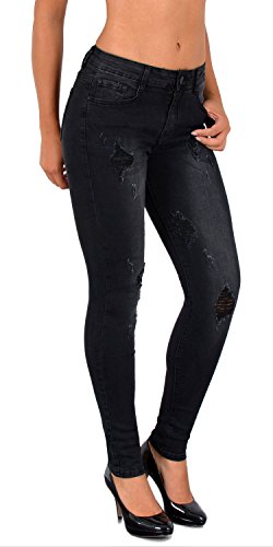 ESRA Damen Jeans Jeanshose Damen High-Waist Hochbund Hose bis Übergröße S400 von ESRA