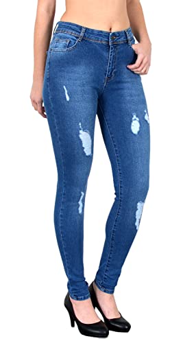ESRA Damen Jeans Jeanshose Damen High-Waist Hochbund Hose bis Übergröße S400 von ESRA