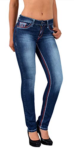 ESRA Damen Jeans Jeanshose Damen Hose Straight Leg Dicke Naht Jeanshosen Damenjeans bis große Größen J755 von ESRA