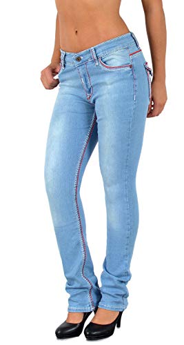 ESRA Damen Jeans Jeanshose Damen Hose Straight Leg Dicke Naht Jeanshosen Damenjeans bis große Größen J755 von ESRA
