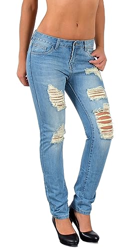 ESRA Damen Jeans Jeanshose Damen Skinny High Waist Hochbund Stretch Hose bis Übergröße S700 von ESRA