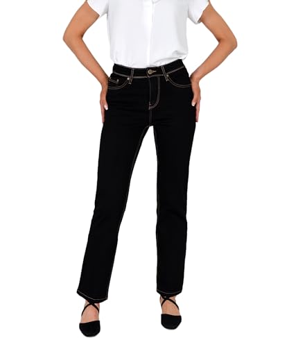 ESRA Damen Jeans Schwarz High Waist Jeans Damen Straight Hose bis Plus Size G400 von ESRA