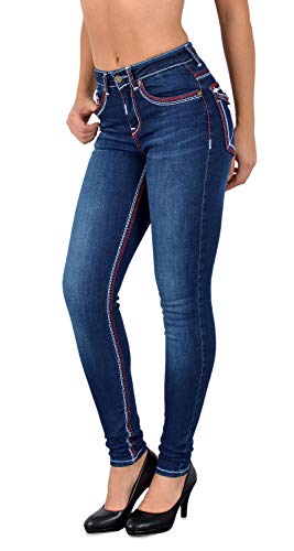 ESRA Damen Jeans Skinny Jeanshose Damen Hose Dicke Naht Jeanshosen Damenjeans bis große Größen J420 von ESRA