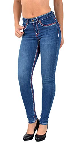 ESRA Damen Jeans Skinny Jeanshose Damen Hose Dicke Naht Jeanshosen Damenjeans bis große Größen J420 von ESRA