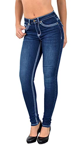 ESRA Damen Jeans Skinny Jeanshose Damen Hose Dicke Naht Jeanshosen Damenjeans bis große Größen J420 von ESRA