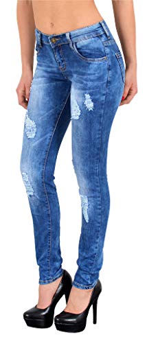 ESRA Damen Jeans Skinny mit Risse Röhrenjeans Damen Jeanshose Destroyed Look Z147 von ESRA