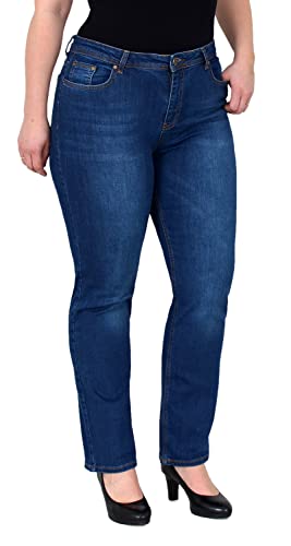 ESRA Damen Jeans Straight-Fit High Waist Jeans Gerade Schnitt Hose Hoch-Bund bis Übergröße Damen Stretch-Jeans Gerades Bein hoher Bund Plussize Große Größe FG6 von ESRA