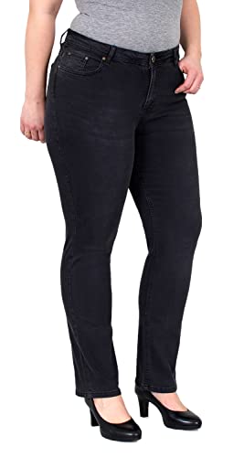 ESRA Damen Jeans Straight-Fit High Waist Jeans Gerade Schnitt Hose Hoch-Bund bis Übergröße Damen Stretch-Jeans Gerades Bein hoher Bund Plussize Große Größe FG6 von ESRA