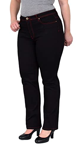 ESRA Damen Jeans Straight-Fit High Waist Jeans Gerade Schnitt Hose Hoch-Bund bis Übergröße Damen Stretch-Jeans Gerades Bein hoher Bund Plussize Große Größe FG6 von ESRA