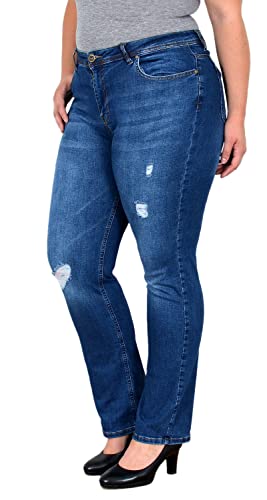 ESRA Damen Jeans Straight Jeans Damen High Waist Jeanshose Gerades Bein Plussize FG3 von ESRA