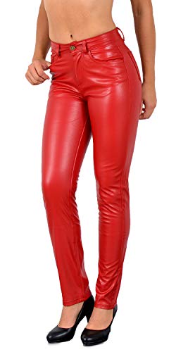 ESRA Damen Lederhose Kunstlederhose Damen Hose in Leder Optik bis Übergrösse J295 von ESRA