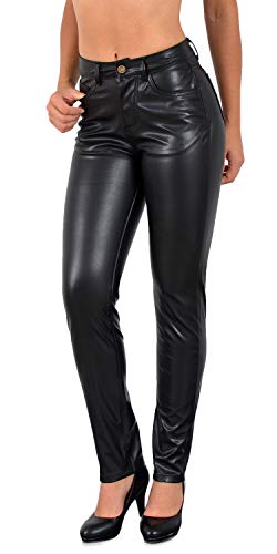 ESRA Damen Lederhose Kunstlederhose Damen Hose in Leder Optik bis Übergrösse J295 von ESRA