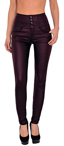 ESRA Damen Lederhose Kunstlederhose Damen Hose in Leder Optik bis Übergrösse J295 von ESRA