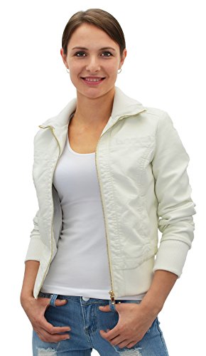 ESRA Damen Lederjacke Damen Collegejacke Damen Jacke Kunstleder in 15 Farben M08 von ESRA