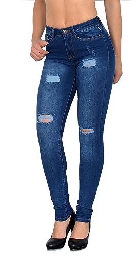 ESRA Damen Jeans Jeanshose Damen High-Waist Hochbund Hose bis Übergröße S400 von ESRA