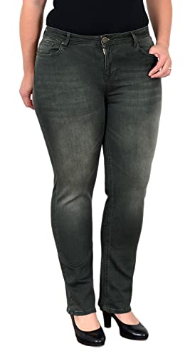 ESRA Damen Straight-Fit Jeans High Waist Jeans-Hose Gerade Schnitt Hose Hoch-Bund Bund Plussize Große Größe Damen Stretch-Jeans Gerades Bein hoher Bund bis Übergröße FG8 von ESRA