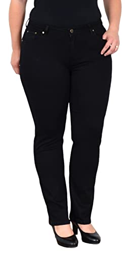 ESRA Damen Straight-Fit Jeans High Waist Jeans-Hose Gerade Schnitt Hose Hoch-Bund Bund Plussize Große Größe Damen Stretch-Jeans Gerades Bein hoher Bund bis Übergröße FG8 von ESRA