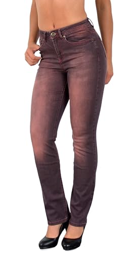 ESRA Damen Straight Fit Jeans Hose Straight-Leg Jeanshose Stretch gerader Schnitt Damen-Jeans High Waist bis Übergröße Große Größe G800 von ESRA