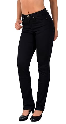 ESRA Damen Straight Fit Jeans Hose Straight-Leg Jeanshose Stretch gerader Schnitt Damen-Jeans High Waist bis Übergröße Große Größe G800 von ESRA