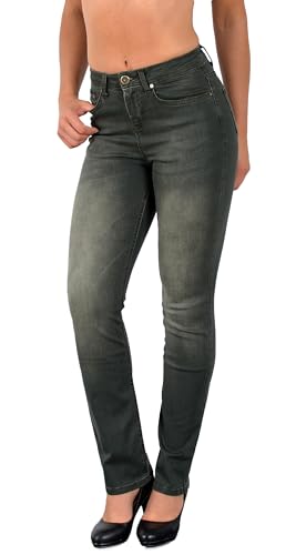 ESRA Damen Straight Fit Jeans Hose Damen Jeanshose Stretch gerader Schnitt Jeans Damen High Waist Damen Jeans Straight Jeans Damen Stretch bis Übergröße Jeans Große Größe G800 von ESRA