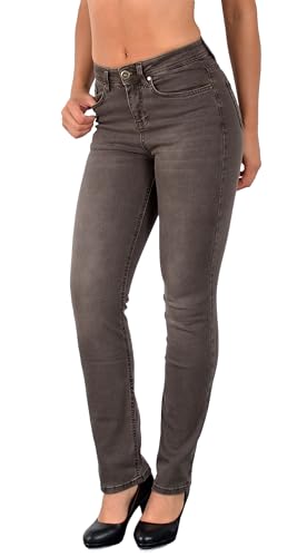 ESRA Damen Straight Fit Jeans Hose Damen Jeanshose Stretch gerader Schnitt Jeans Damen High Waist Damen Jeans Straight Jeans Damen Stretch bis Übergröße Jeans Große Größe G800 von ESRA