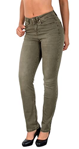 ESRA Damen Straight Fit Jeans Hose Straight-Leg Jeanshose Stretch gerader Schnitt Damen-Jeans High Waist bis Übergröße Große Größe G800 von ESRA
