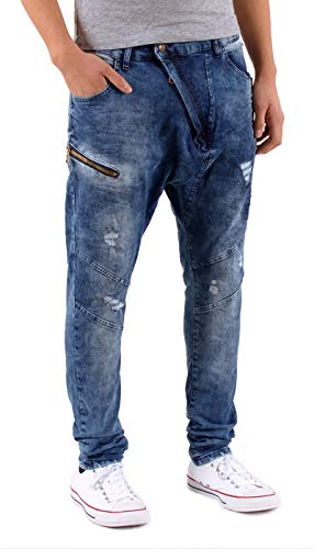 ESRA Herren Baggy Jeans Hose Slim Fit Jeans Hose Destroyed Look Chino Jeans Hose A444 von ESRA