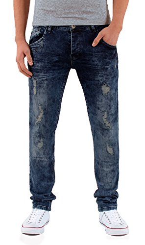 ESRA Herren Jeans Hose Slim Fit Basic Jeanshose Destroyed Look Hose Stretch Used Look Jeans A431 von ESRA
