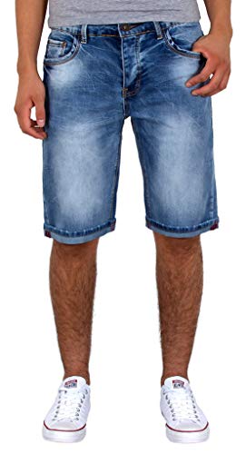 ESRA Herren Jeans Shorts Basic Jeans Shorts Kurze Bermuda Shorts Used Look Kurze Hose A415 von ESRA