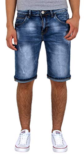 ESRA Herren Jeans Shorts Kurze Bermuda Shorts Used Look Kurze Hose Basic Jeans Shorts AS430 von ESRA