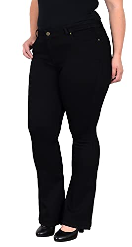 ESRA Jeans Damen Bootcut Jeanshose Flared High Waist Schlaghose Hose Stretch Schlagjeans bis Übergröße Plussize FB1, 42, Schwarz J235 von ESRA