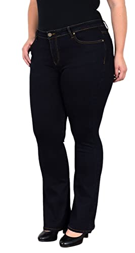 ESRA Jeans Damen Bootcut Jeanshose Flared High Waist Schlaghose Hose Stretch Schlagjeans bis Übergröße Plussize FB1, Indigo Blau J112 von ESRA