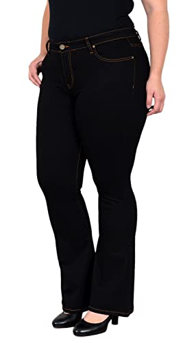 ESRA Jeans Damen Bootcut Jeanshose Flared High Waist Schlaghose Hose Stretch Schlagjeans bis Übergröße Plussize FB1, Schwarz J111 von ESRA