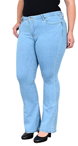 ESRA Jeans Damen Bootcut Jeanshose Flared High Waist Schlaghose Hose Stretch Schlagjeans bis Übergröße Plussize FB1, Hellblau J113, 46 von ESRA