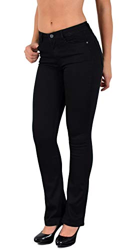 ESRA Damen Bootcut Jeans Hose Schwarz Plus Size B700 von ESRA