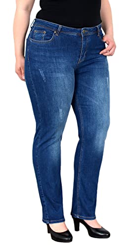 ESRA Damen Jeans High Waist Straight Übergröße FG4 - Blau Waschung J562 - Größe 40 von ESRA