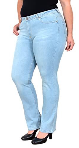 ESRA Jeans Damen Straight Jeans Damen High Waist Jeans-Hose Gerade Schnitt Hose Hoch-Bund Plussize Große Größe Damen Hose Straight Fit Gerades Bein hoher Bund bis Übergröße FG2, 52, Hellblau J556 von ESRA