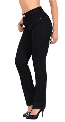 ESRA Damen Jeans Schwarz Straight Jeans Hose Damen G200 von ESRA