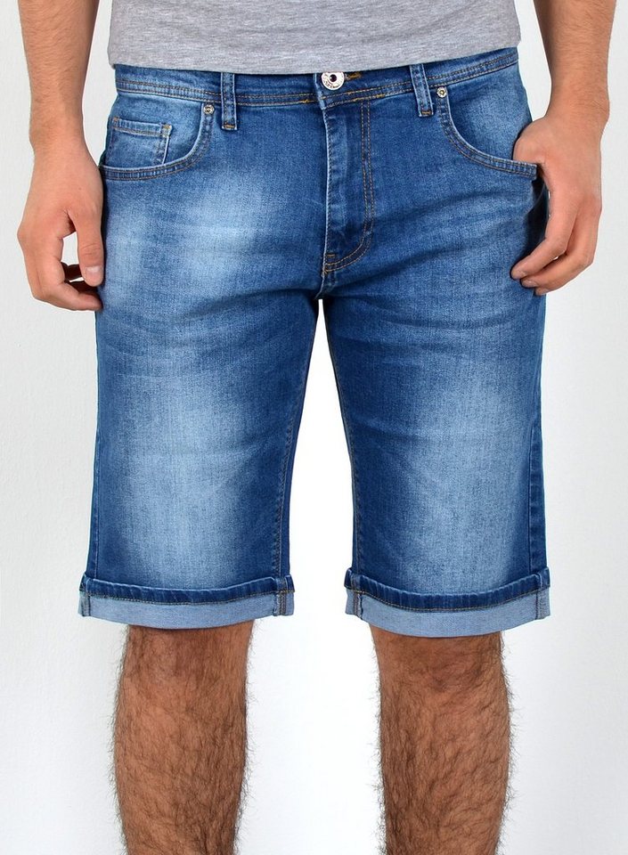 ESRA Jeansshorts A360 Herren Jeans Shorts Hose, bis Übergröße / Plussize Große Größe, Herren kurze Jeans Hose mit 5 Pocket, Herrren kurze Jeanshose mit Stretch, Jeansshorts mit Rissen Destroyed Look, Herren Capri Jeans Herren Capri Hose Herren Capri Jeanshose, Herren Shorts Jeans Straight Regular Comfort von ESRA