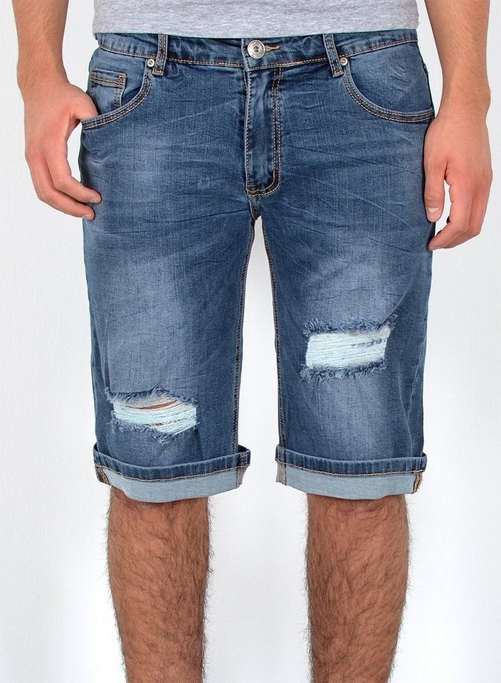 ESRA Jeansshorts A360 Herren Jeans Shorts Hose, bis Übergröße / Plussize Große Größe, Herren kurze Jeans Hose mit 5 Pocket, Herrren kurze Jeanshose mit Stretch, Jeansshorts mit Rissen Destroyed Look, Herren Capri Jeans Herren Capri Hose Herren Capri Jeanshose, Herren Shorts Jeans Straight Regular Comfort von ESRA